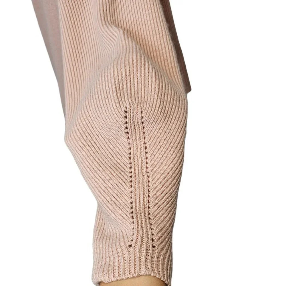 PINKO Asymmetrical Wool Cashmere Ribbed Sweater Pink Size Small - Picture 6 of 9